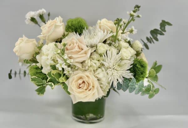 white dreams bouquet featuring white roses