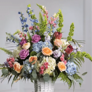 pastel garden sympathy basket