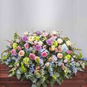 pastel garden casket cover