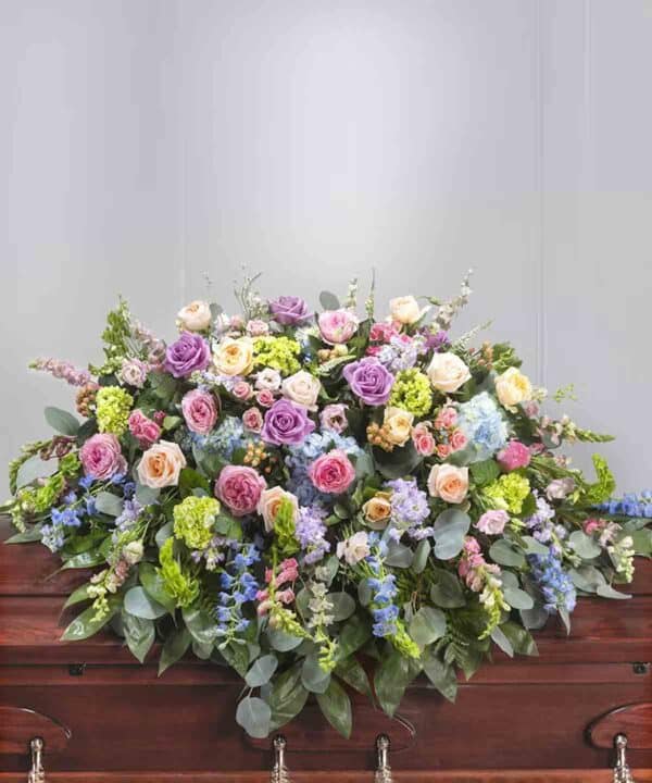 pastel garden casket cover