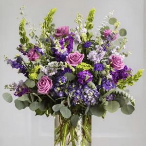 purple garden sympathy vase