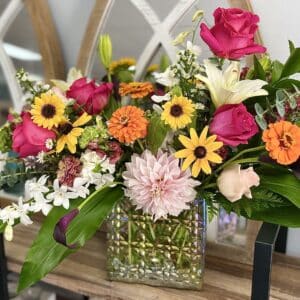 Beautiful summer arrangement with vibrant colors.